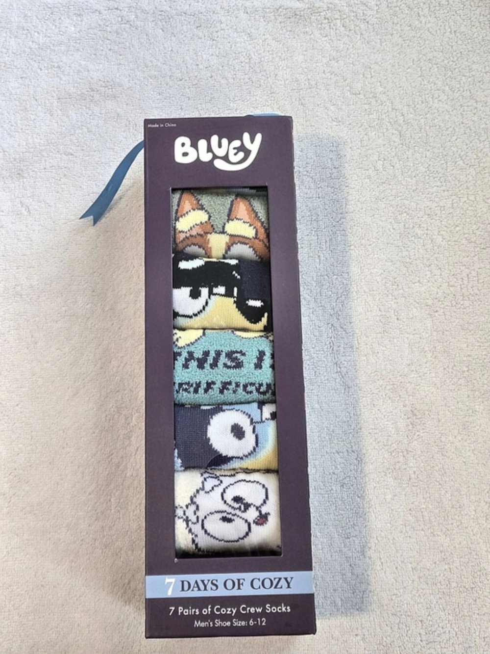 Bluey 7 Days of Cozy Crew Socks 7-Pair Set Men 5-12